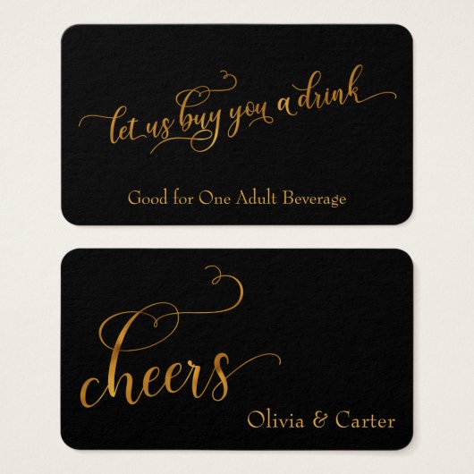 Billets de boisson, Elegant Gold Foil Effet sur le (Devant & derrière)