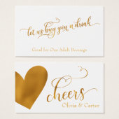 Billets de boisson, Elegant Gold Script & Coeur (Devant & derrière)