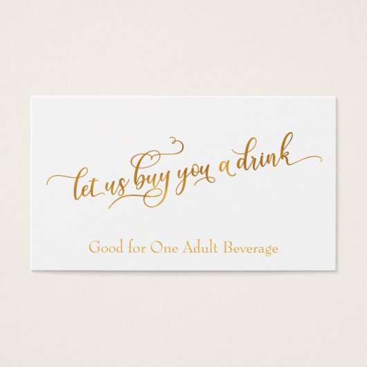 Billets de boisson, Elegant Gold Script & Coeur (Devant)