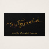 Billets de boisson, Elegant Gold Script & Coeur (Devant)