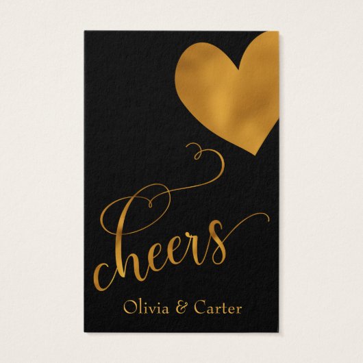 Billets de boisson, Elegant Gold Script & Coeur (Dos)