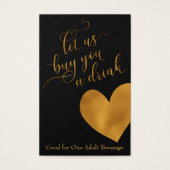 Billets de boisson, Elegant Gold Script & Coeur (Devant)