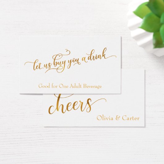 Billets de boisson, Élégant script Faux-Gold sur b (Bureau)