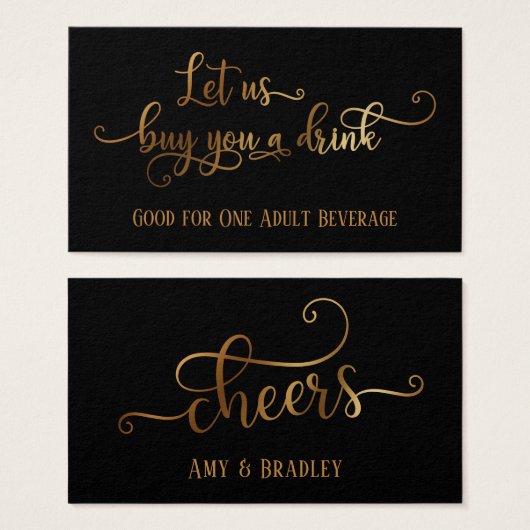 Billets de boisson | Faux Gold Foil sur Editable B (Devant & derrière)