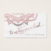 Billets de Boisson, Mandala Rose Gold sur Fond Bla (Devant)