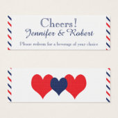 Billets de boisson Mariage Americana Hearts (Devant & derrière)