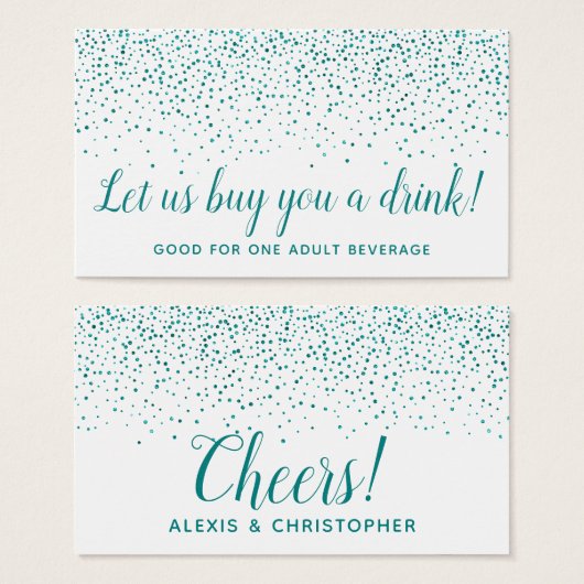 Billets de Boisson Mariage Paillettes Confettis Sa (Devant & derrière)