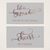 Billets de Boisson | Rose Gold Script & Gris Modif (Devant & derrière)