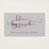 Billets de Boisson | Rose Gold Script & Gris Modif (Devant)
