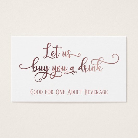 Billets de boisson | Script or Rose sur blanc modi (Devant)