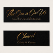 Billets de boisson, Slim, Elegant Script or sur No (Devant & derrière)
