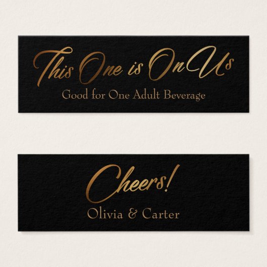 Billets de boisson, Slim, Elegant Script or sur No (Devant & derrière)