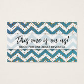 Billets de boisson Teal Ombre Chevron & Confettis (Devant)