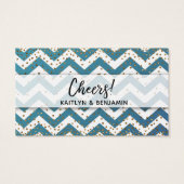Billets de boisson Teal Ombre Chevron & Confettis (Dos)