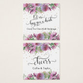 Billets de Boisson Typographie Confettis Fleurs Sa (Devant & derrière)