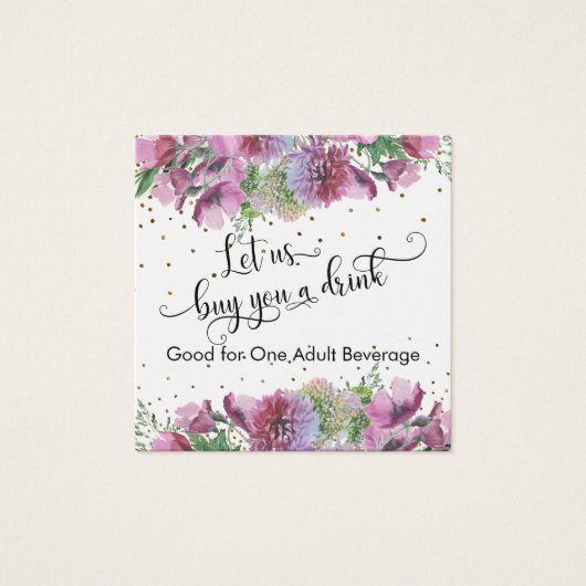 Billets de Boisson Typographie Confettis Fleurs Sa (Devant)