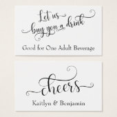 Billets de Boisson | Typographie de Script Noir su (Devant & derrière)
