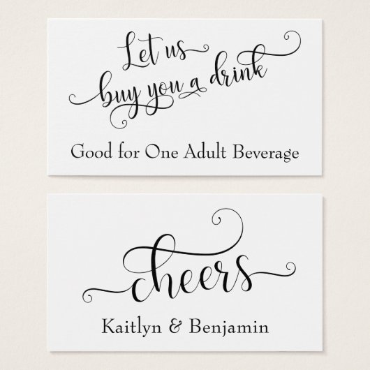 Billets de Boisson | Typographie de Script Noir su (Devant & derrière)