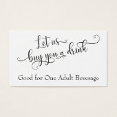 Billets de Boisson | Typographie de Script Noir su (Devant)