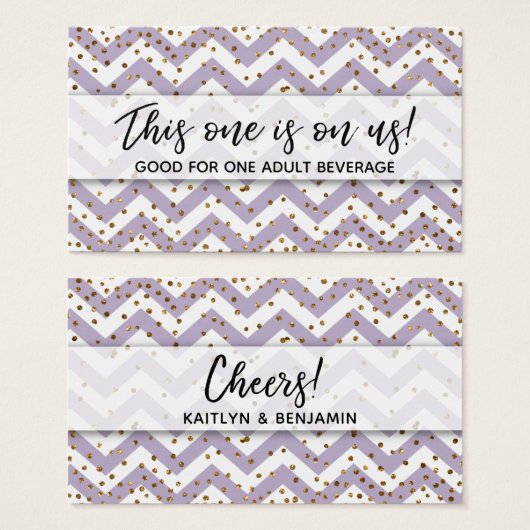 Billets de boissons Chevron Violet et Confettis Do (Devant & derrière)
