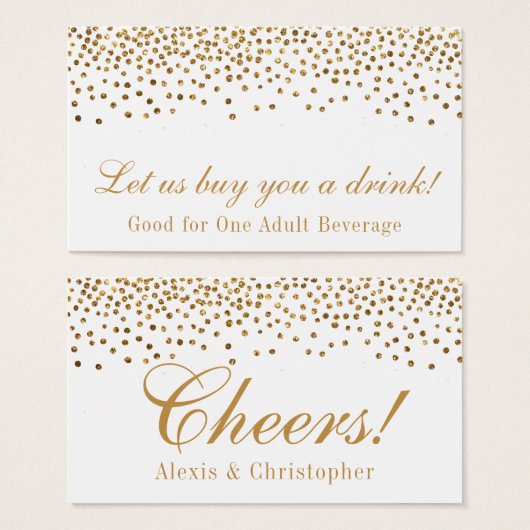 Billets de boissons de mariage à points de confett (Devant & derrière)