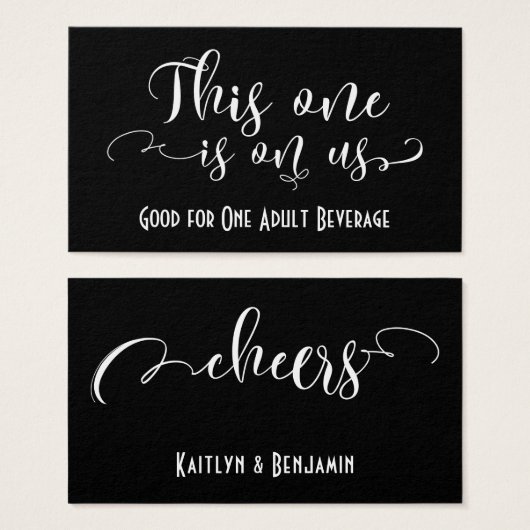 Billets de boissons en typographie blanche avec co (Devant & derrière)