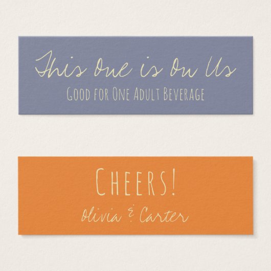 Billets de boissons polyvalents en crème, orange e (Devant & derrière)
