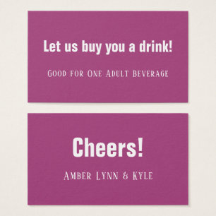 Billets de boissons rose magenta minimalistes et m