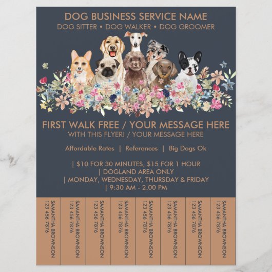 Billets de Flyer pour Promeneur de Chiens de Races (Devant)
