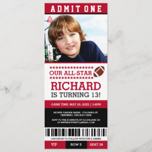 Billets de football Invitations d'anniversaire
