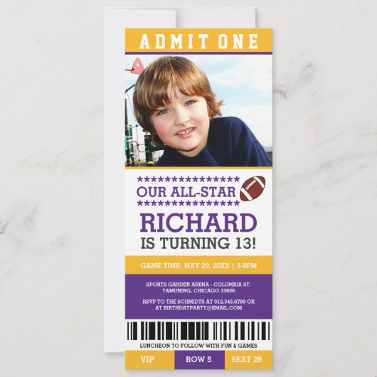 Billets de football Invitations d'anniversaire (Devant)