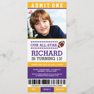 Billets de football Invitations d'anniversaire