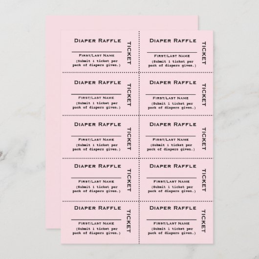 Billets de rousseur de couches Invitation rose (Devant / Derrière)