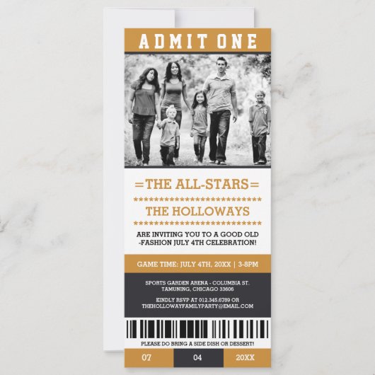 Billets de sport 4 juillet Invitations (Devant)