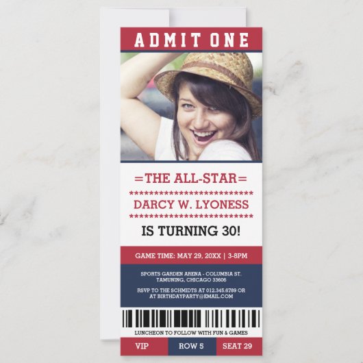 Billets de sport Invitations de fête d'anniversair (Devant)