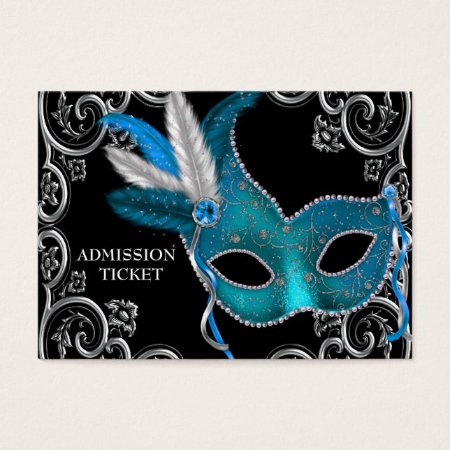 Billets d'entrée turquoise Blue Masquerade Party (Devant)