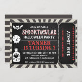 Billets d'Halloween pour garçons Invitation d'anni (Devant / Derrière)