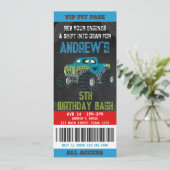Billets Monster Truck Anniversaire Fête Invitation (Debout devant)