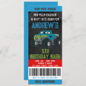 Billets Monster Truck Anniversaire Fête Invitation (Devant / Derrière)