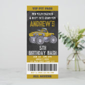 Billets Monster Truck Anniversaire Fête Invitation (Debout devant)
