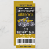 Billets Monster Truck Anniversaire Fête Invitation (Devant / Derrière)