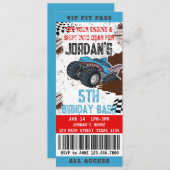 Billets Monster Truck Anniversaire Fête Invitation (Devant / Derrière)