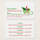 Billets père Noël Sleigh, Christmas Party Raffle (Devant & derrière)