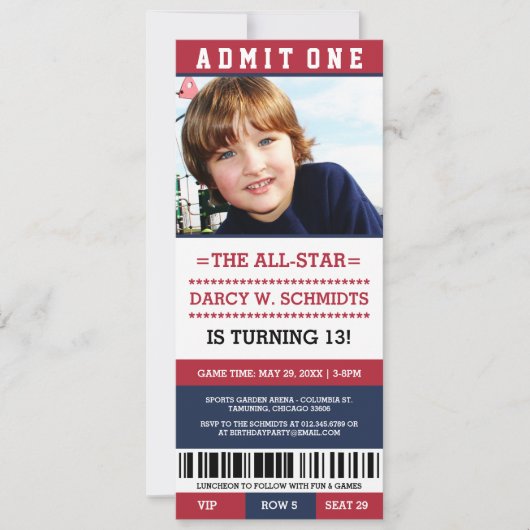 Billets sport Invitations de fête d'anniversaire (Devant)