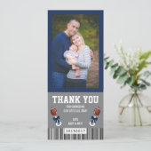 Billetterie Sport Carte de remerciements, bleu et  (Debout devant)