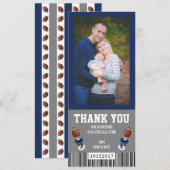 Billetterie Sport Carte de remerciements, bleu et  (Devant / Derrière)