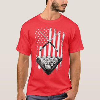  Billiard American Flag Pool Player Cadeau T-shirt