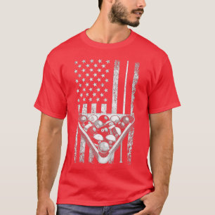  Billiard American Flag Pool Player T-shirt
