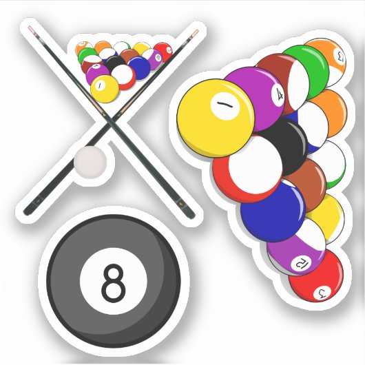 Billiard Ball and Cue Sticks Sticker (Voorkant)