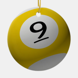 BILLIARD BALL CHRISTMAS ORNAMENT 9 (NINE) GEEL/